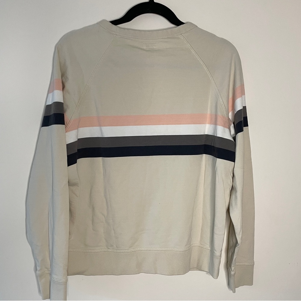 FAHERTY women’s Coastal Cloud Cotton Crew Sweatshirt Sandbar Stripe size small - Picture 10 of 12